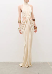 Emanar Draped Cutout Detail Maxi Dress In Ivory