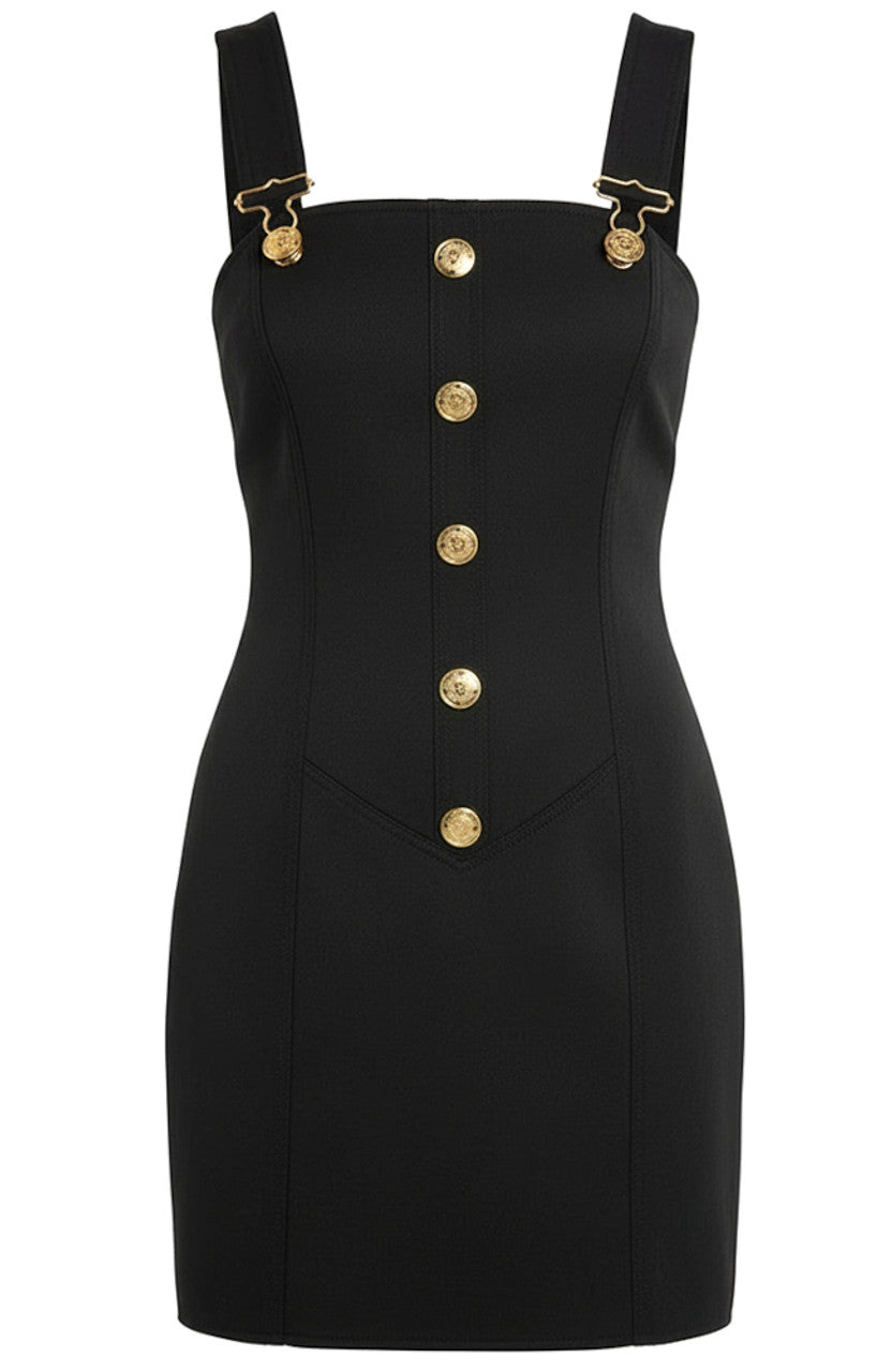 Jyraza Button Detail Mini Dress In Black