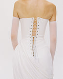 Exodar Strapless Draped Corset Maxi Dress In White