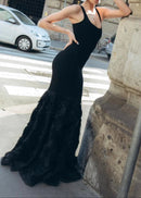 Nalima Floral Mermaid Maxi Dress In Black