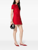 Rylea Embroidered Crepe Couture Mini Dress In Red