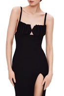 Agnes Shell Breast Knitted Midi Dress In Black