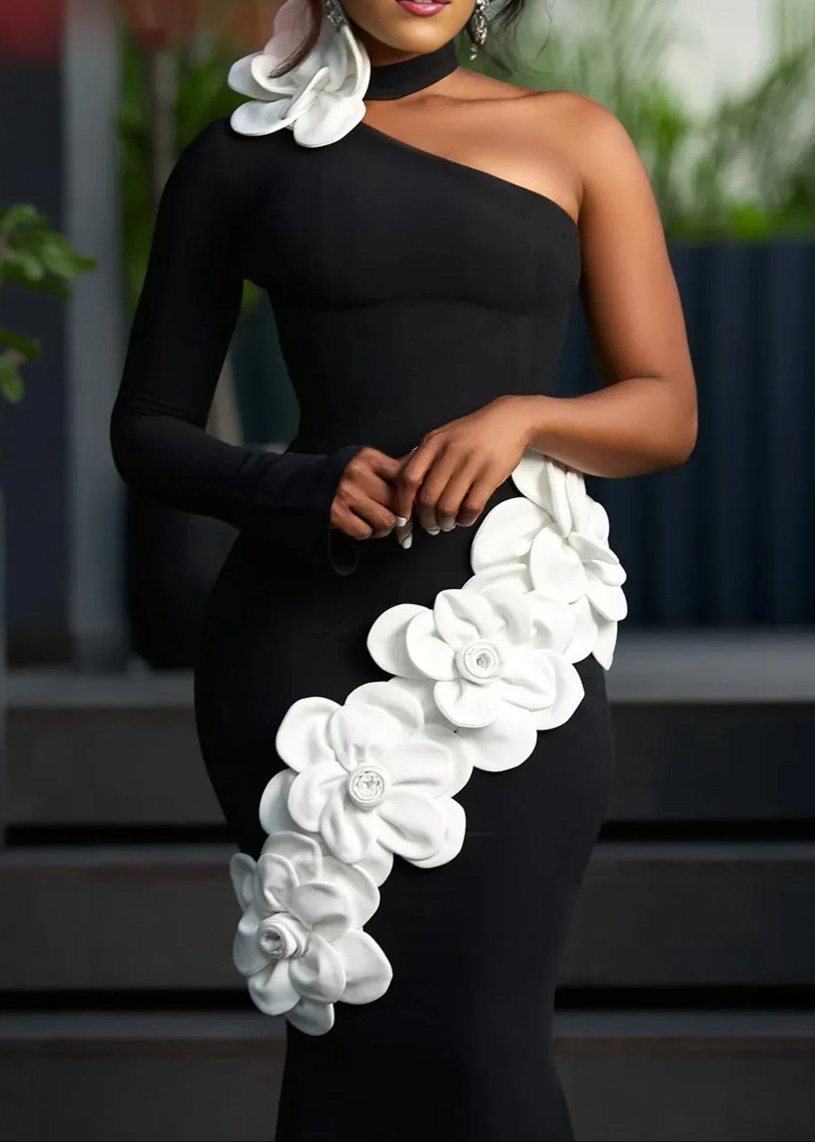 Revelin One Sleeve Floral Maxi Dress