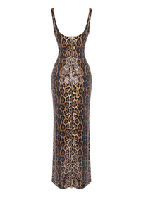 Vyron Cape Animal Print Maxi Dress