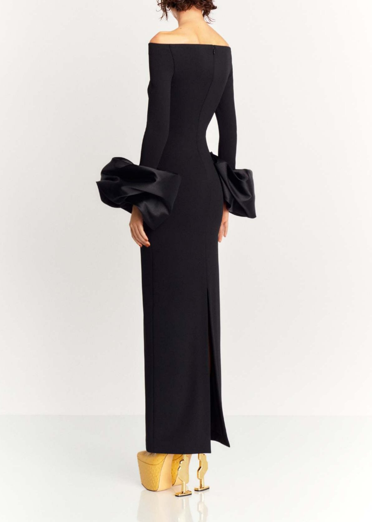 Kyrie Lantern Sleeve Bandage Maxi Dress In Black