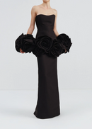 Baeluna Strapless Floral Detail Maxi Dress In Black
