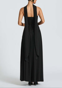 Charan Black Asymmetrical Maxi Gown