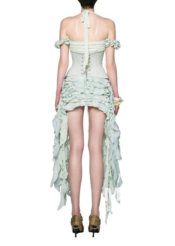 Chisato Halterneck Ruffled Draped Dress
