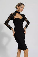 Kawko Lace Sleeve Bandage Dress In Black