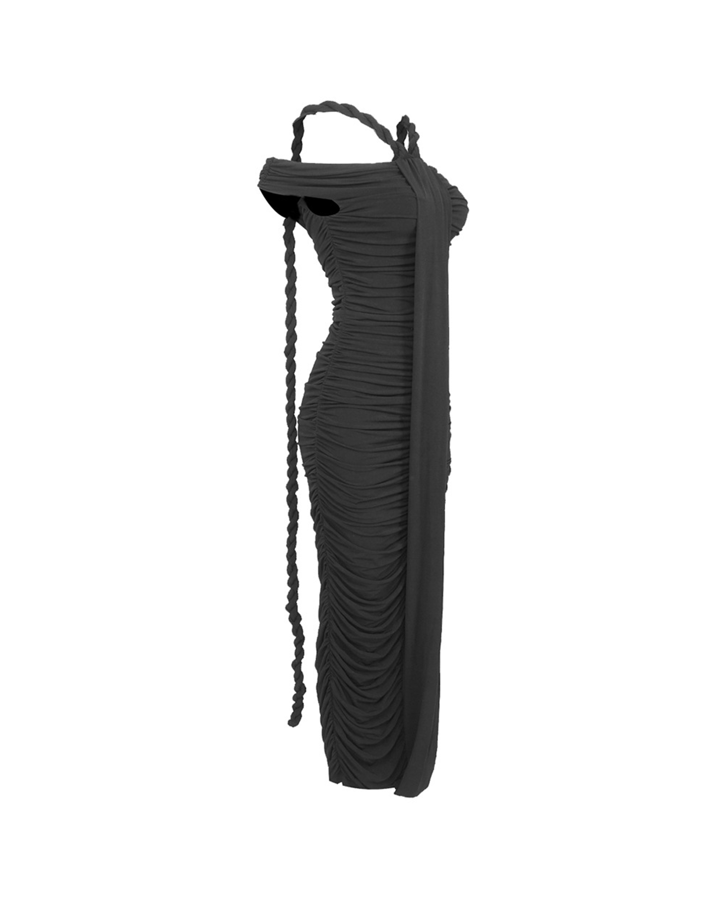 Gilead One-Piece Braided Pleated Maxi Dress In Black