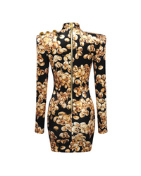 Pallavi Three-Dimensional Pattern Velvet Mini Dress In Gold