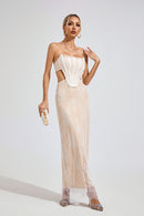 Eldritar Lace Off-Shoulder Maxi Dress In Apricot
