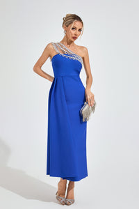 Evolia Strapless Diamond Maxi Dress In Blue