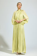 Nervion Green Pleated Sweater Dress