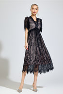 Gaviron Black Lace V-Neck Dress