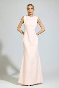 Ovelune Pink Backless Formal Dress