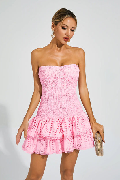 Marceau Ruffle Mini Dress In Pink