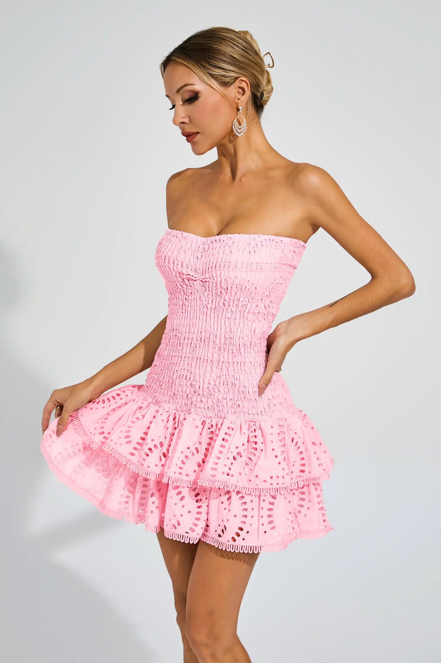 Marceau Ruffle Mini Dress In Pink