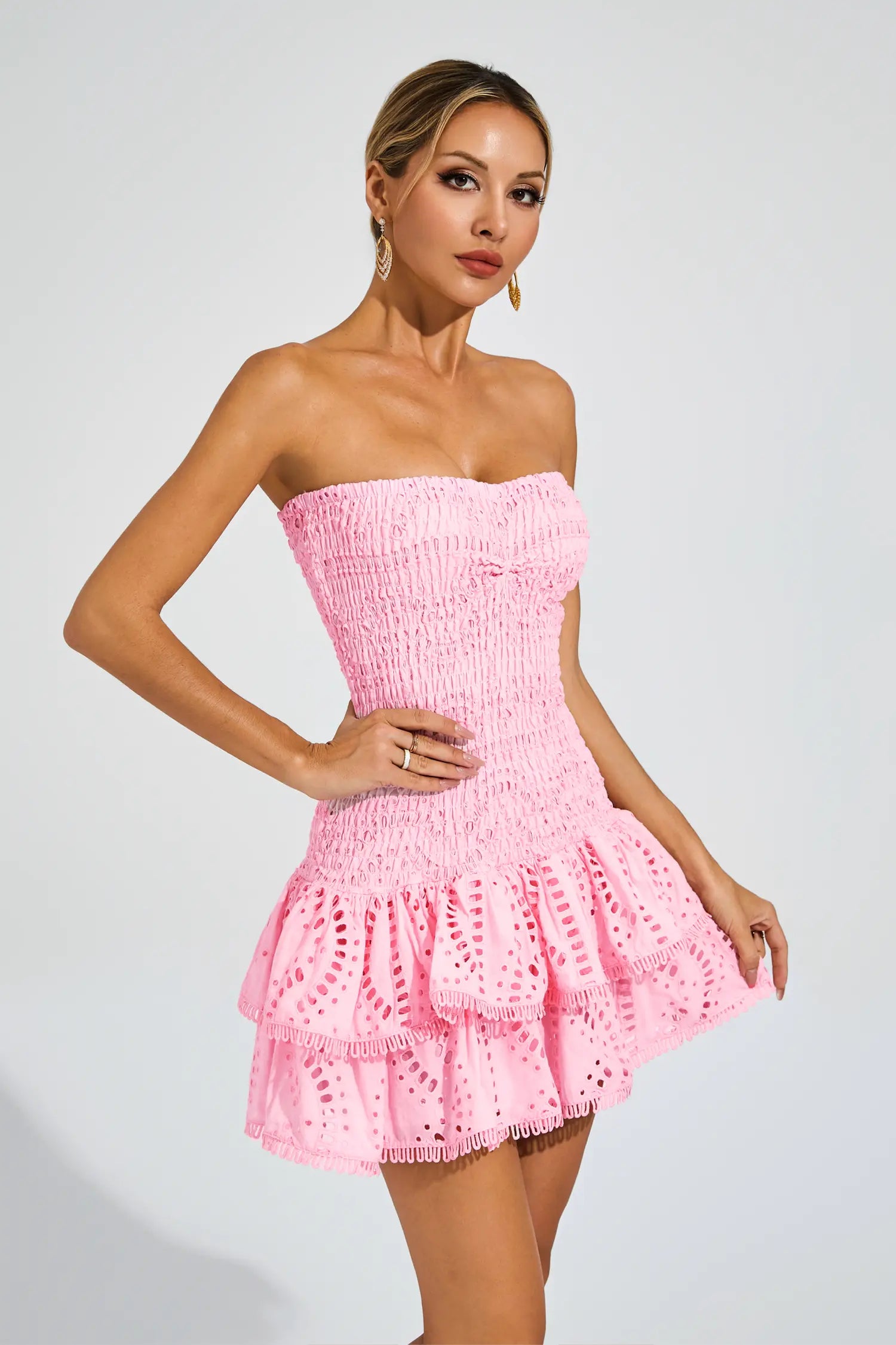 Bridget Pink Ruffle Mini Dress