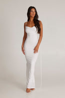 Birtin Backless Halter Maxi Dress In White
