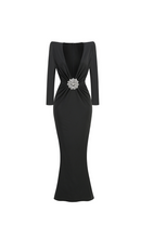 Winnie Floral-Embellished Crêpe Maxi Dress In Black