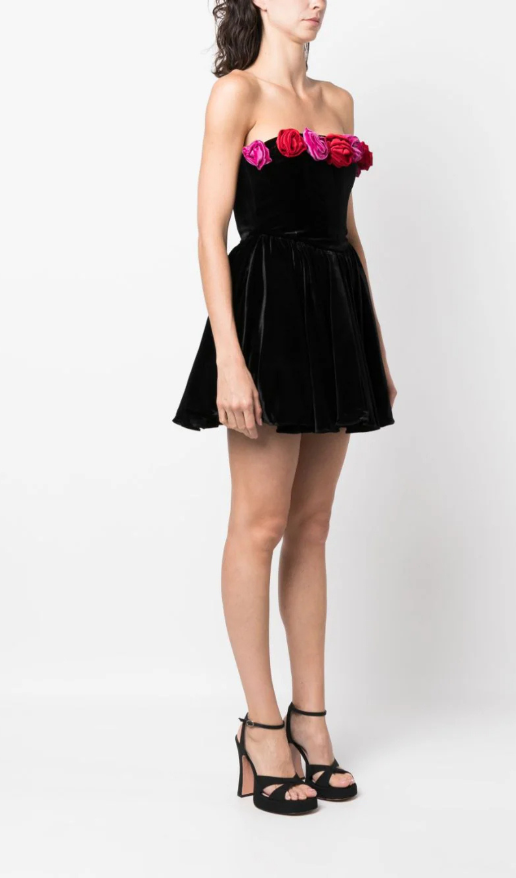 Verity Off-Shoulder Floral-Applique Mini Dress