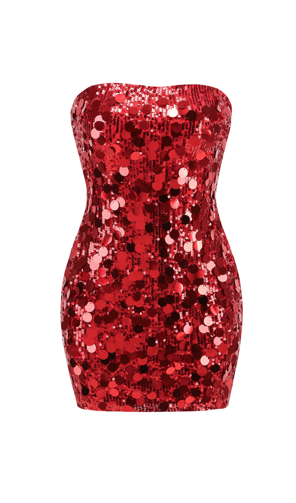 Sydnie Sequin Strapless Mini Red Dress