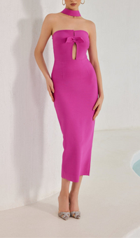 Neal Strapless Cutout Maxi Bandage Dress In Pink