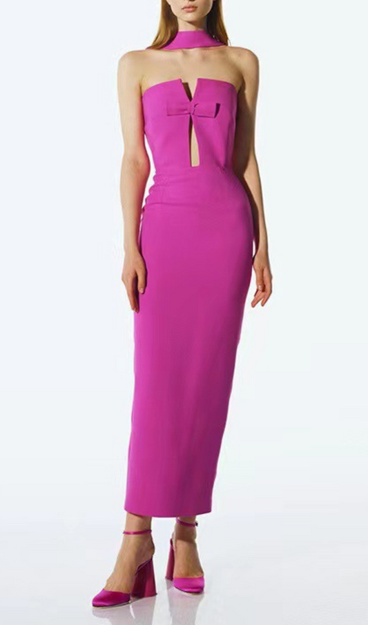 Neal Strapless Cutout Maxi Bandage Dress In Pink
