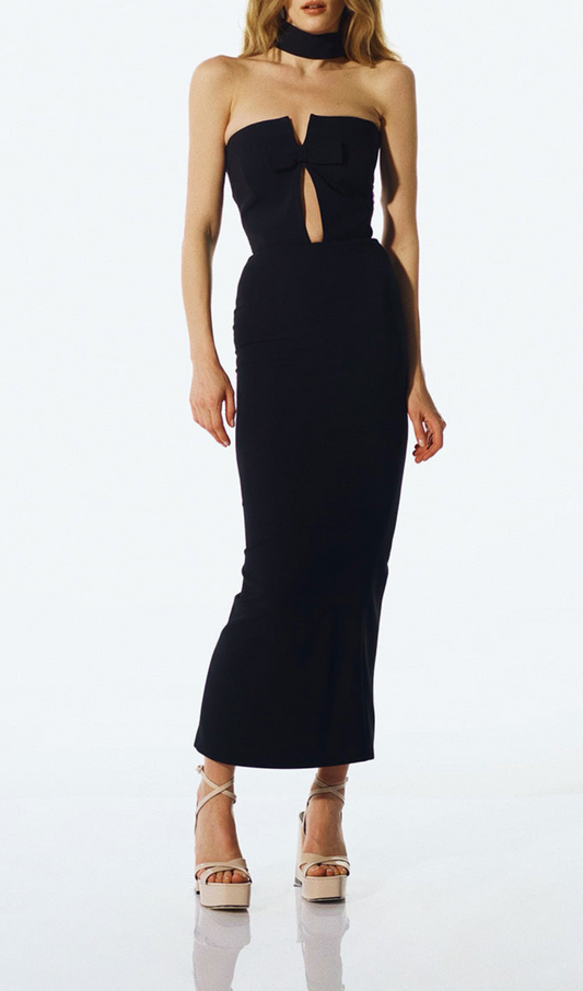 Neal Strapless Cutout Maxi Bandage Dress In Black