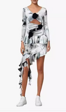 Tazeda Tie Dye Asymmetric Fringe Floral Midi Dress