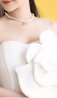 Penrose Strapless Dress With Floral Embellishments In White