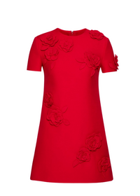 Rylea Embroidered Crepe Couture Mini Dress In Red