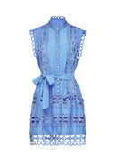 Emeline Blue Cutout Belted Mini Dress