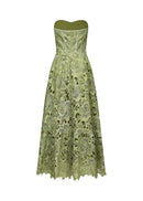 Isoline Lace Floral Embroidered Cutout Midi Dress