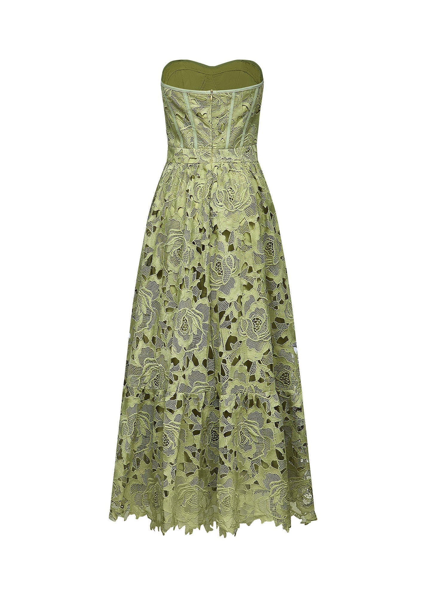 Isoline Lace Floral Embroidered Cutout Midi Dress
