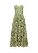 Isoline Lace Floral Embroidered Cutout Midi Dress