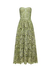 Isoline Lace Floral Embroidered Cutout Midi Dress