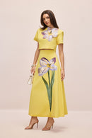 Elizaveta Floral Applique Short Sleeve Top & Skirt Set