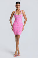 Kormian Bandage Rhinestone Rivets Halter Neck Mini Dress