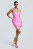 Kormian Bandage Rhinestone Rivets Halter Neck Mini Dress