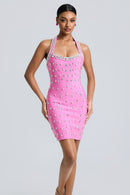Kormian Bandage Rhinestone Rivets Halter Neck Mini Dress