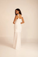 Madge Floral Gathered Maxi Dress In White