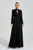Fusayo Black Long Sleeve Halter Maxi Dress