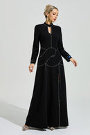 Fusayo Black Long Sleeve Halter Maxi Dress