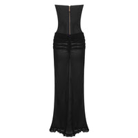 Ninamo Strapless Corset Two Piece Maxi Dress Black Nude
