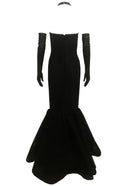 Kaldi Halter Lace Insert Mermaid Maxi Dress In Black