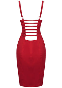 Gwyxal Conical Bustier Midi Dress In Red