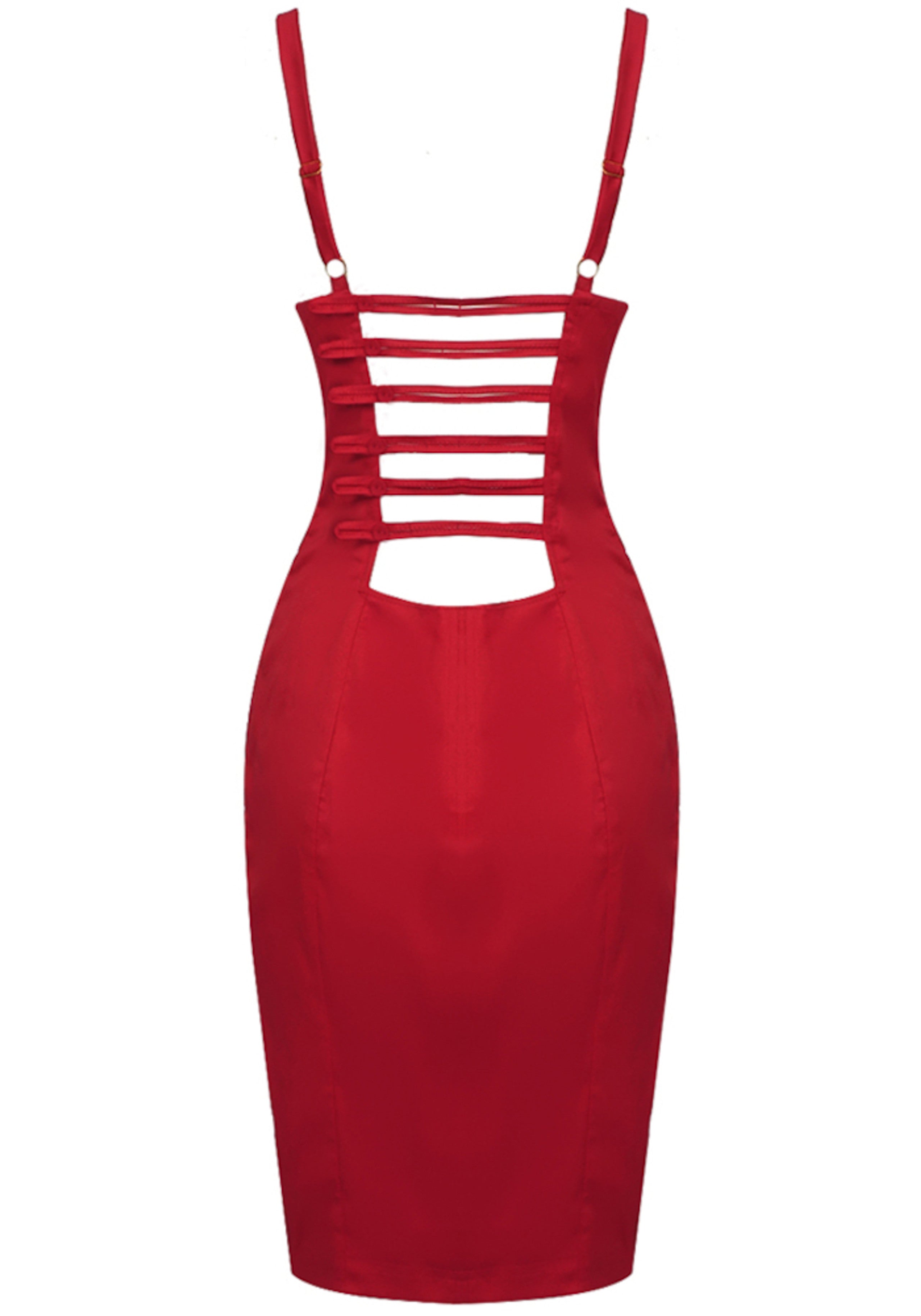 Gwyxal Conical Bustier Midi Dress In Red