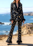 Geysera Star Feather Suit In Black